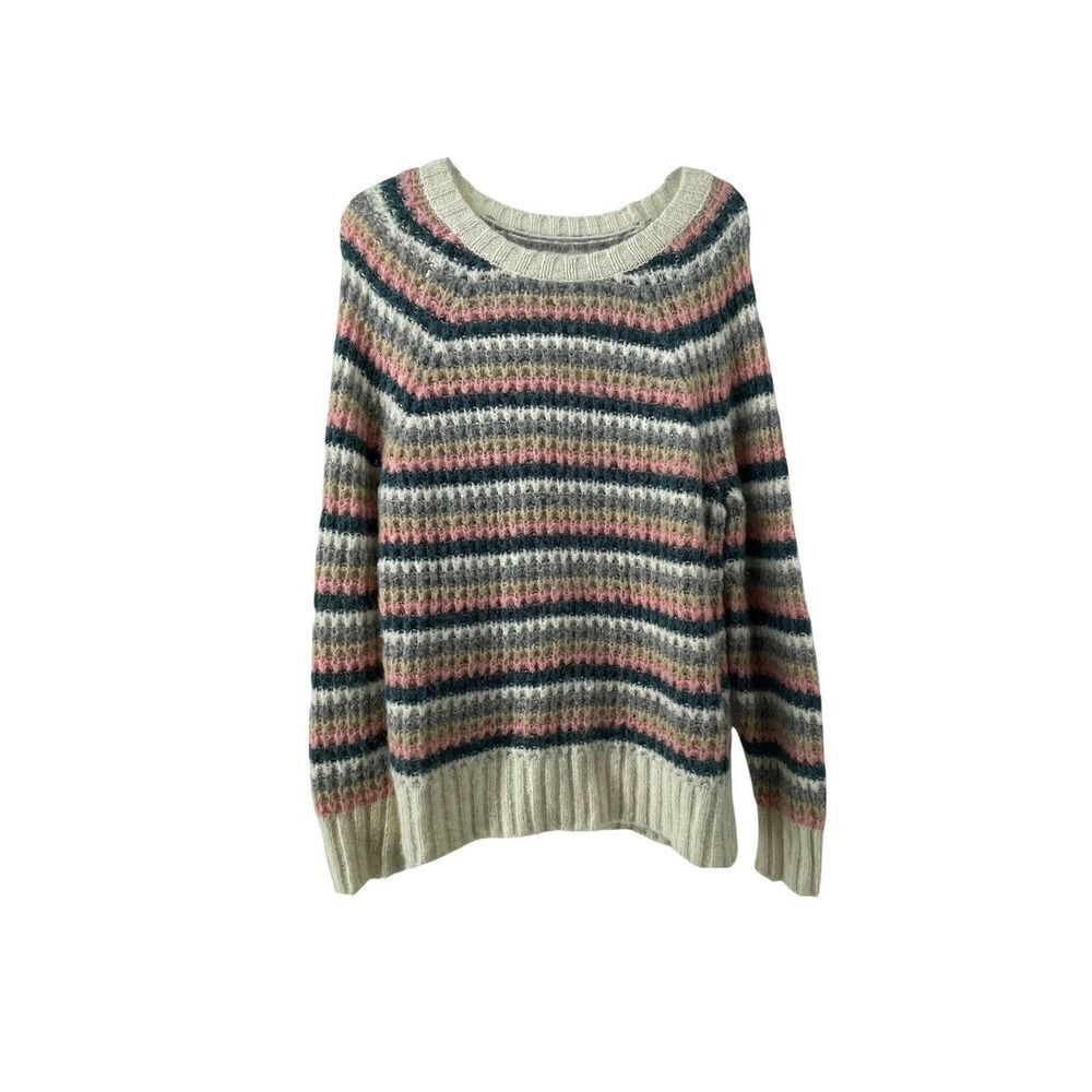American Eagle Sweater Womens Size M Chunky Knit Wool Blend Multicolored Striped